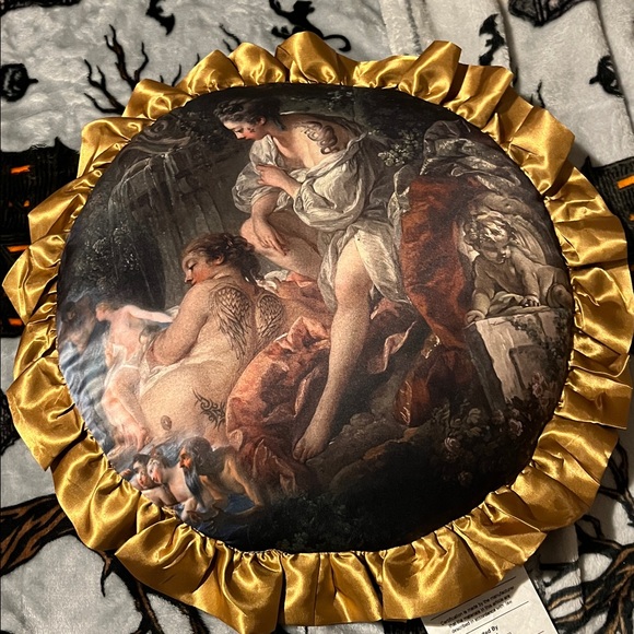 Dolls Kill Gold and Multicolor Accent Pillow